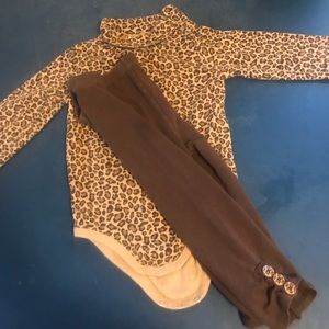 Leopard print onesie with matching leggings